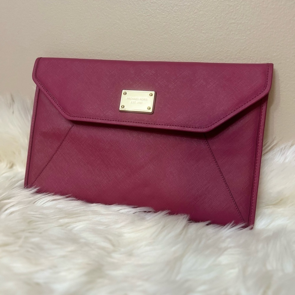 Michael Kors Wine Red Envelope Clutch